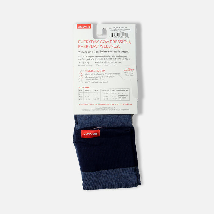 VIM & VIGR Cotton Compression Socks, Heathered Collection Navy, 30-40 mmHg, , large