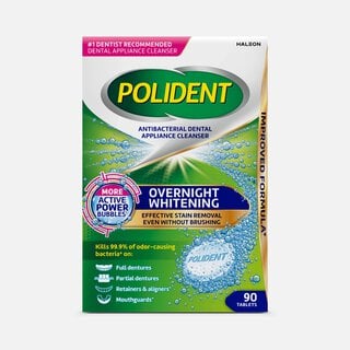 Polident Overnight Whitening Antibacterial Dental Appliance Cleanser Tablets, 90 ct., , large