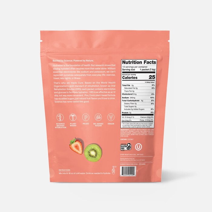 Cure Hydrating Electrolyte Drink Mix Pouches, 14 ct., , large