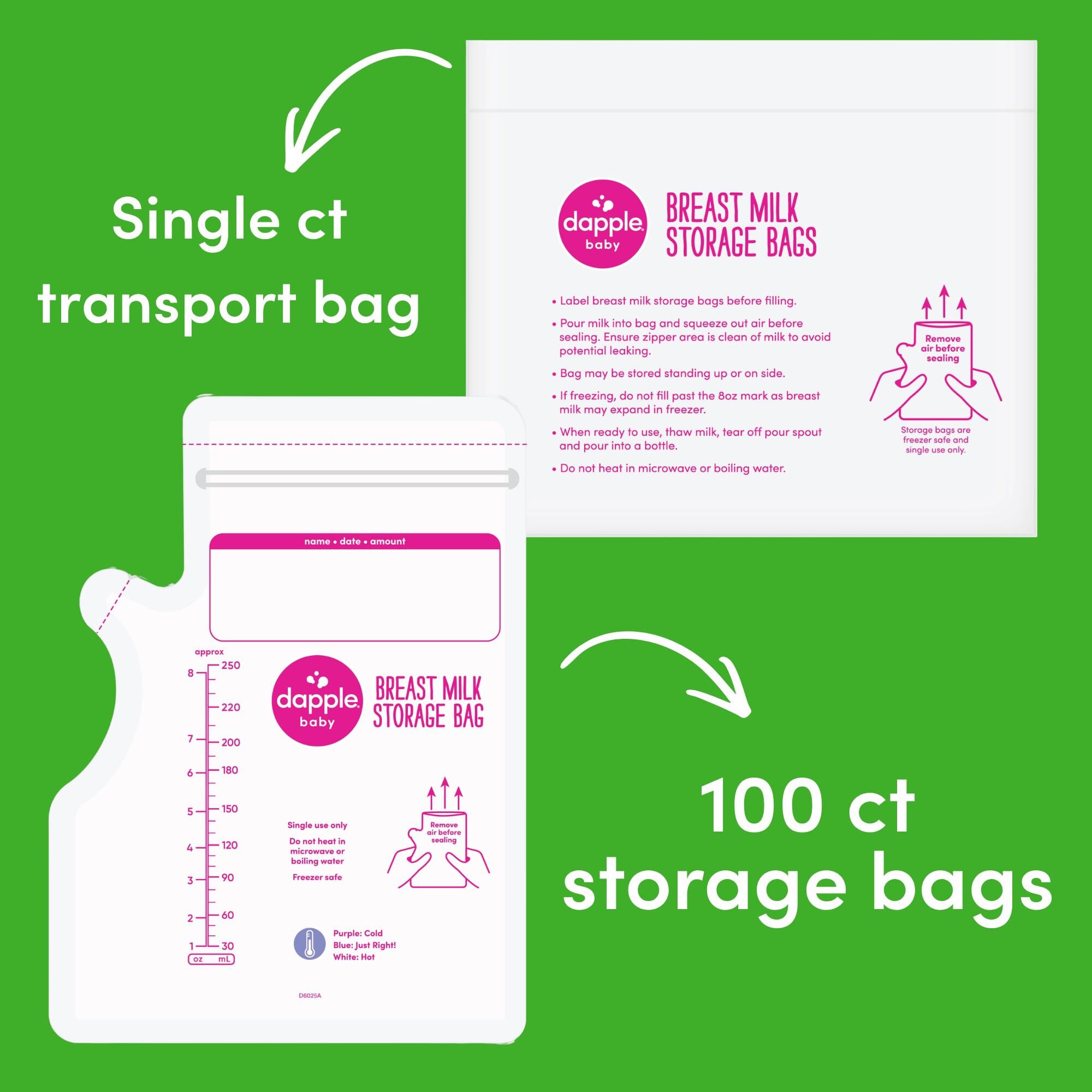 Dapple® Baby Breast Milk Storage Bags with Easy Pour Spout, 8 fl. oz., 100 ct., , large