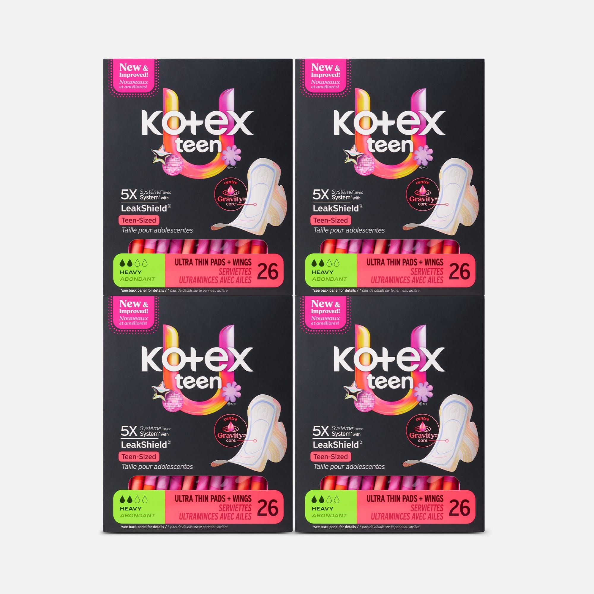 Kotex® Ultra Thin Teen Pads with Wings, Heavy Absorbency, 26 ct. (4 pack)
