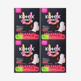 Kotex® Ultra Thin Teen Pads with Wings, Heavy Absorbency, 26 ct. (4 pack), , large