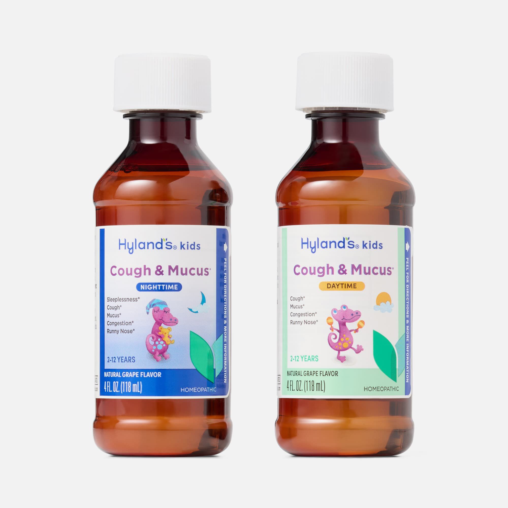 Hyland's Kids Cough & Mucus Daytime & Nighttime Combo Pack, Grape, 2 x 4 oz., , large