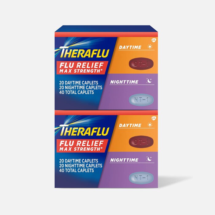 TheraFlu Max Strength Daytime and Nighttime Flu Medicine Caplets, 2X20 ct. (2-Pack), , large
