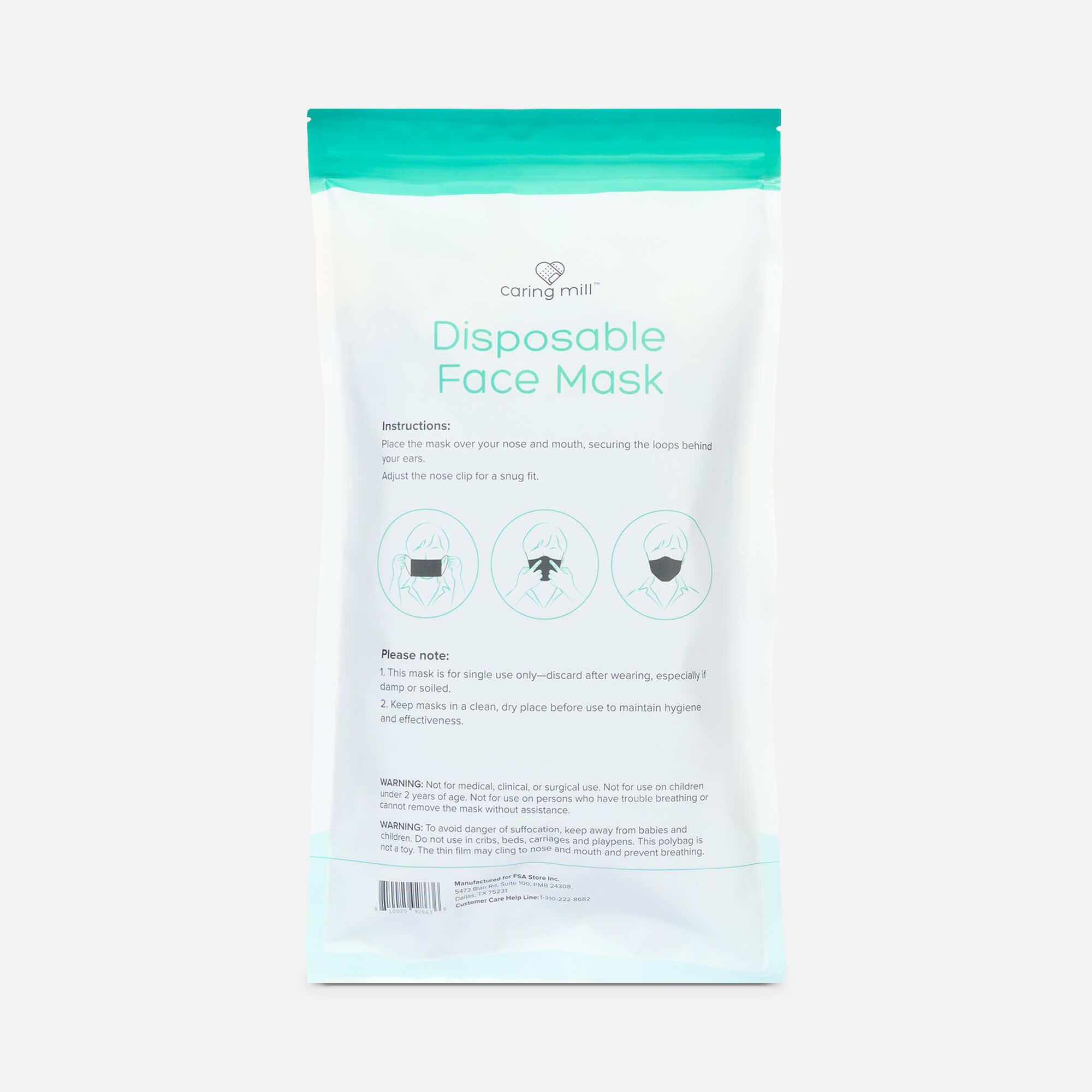 Caring Mill™  Disposable Face Mask, Black, 50 ct., , large