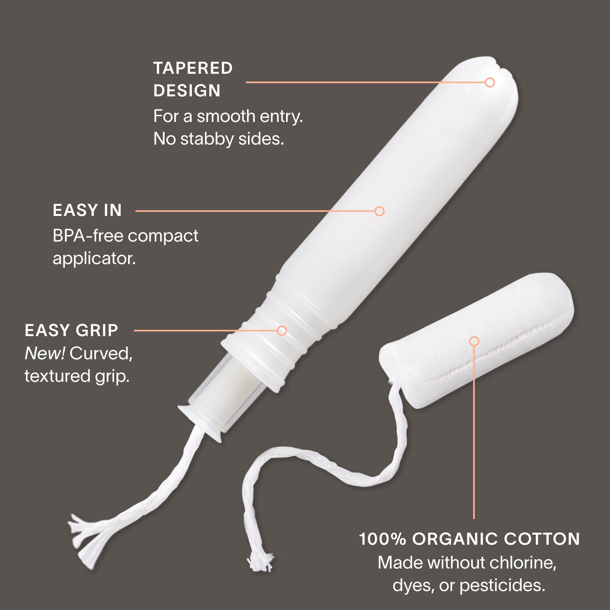 Cora Organic Cotton Applicator Tampons, , large