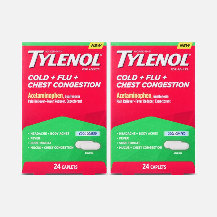 Tylenol® Cold + Flu + Chest Congestion Caplets, 24 ct. (2 pack), , large