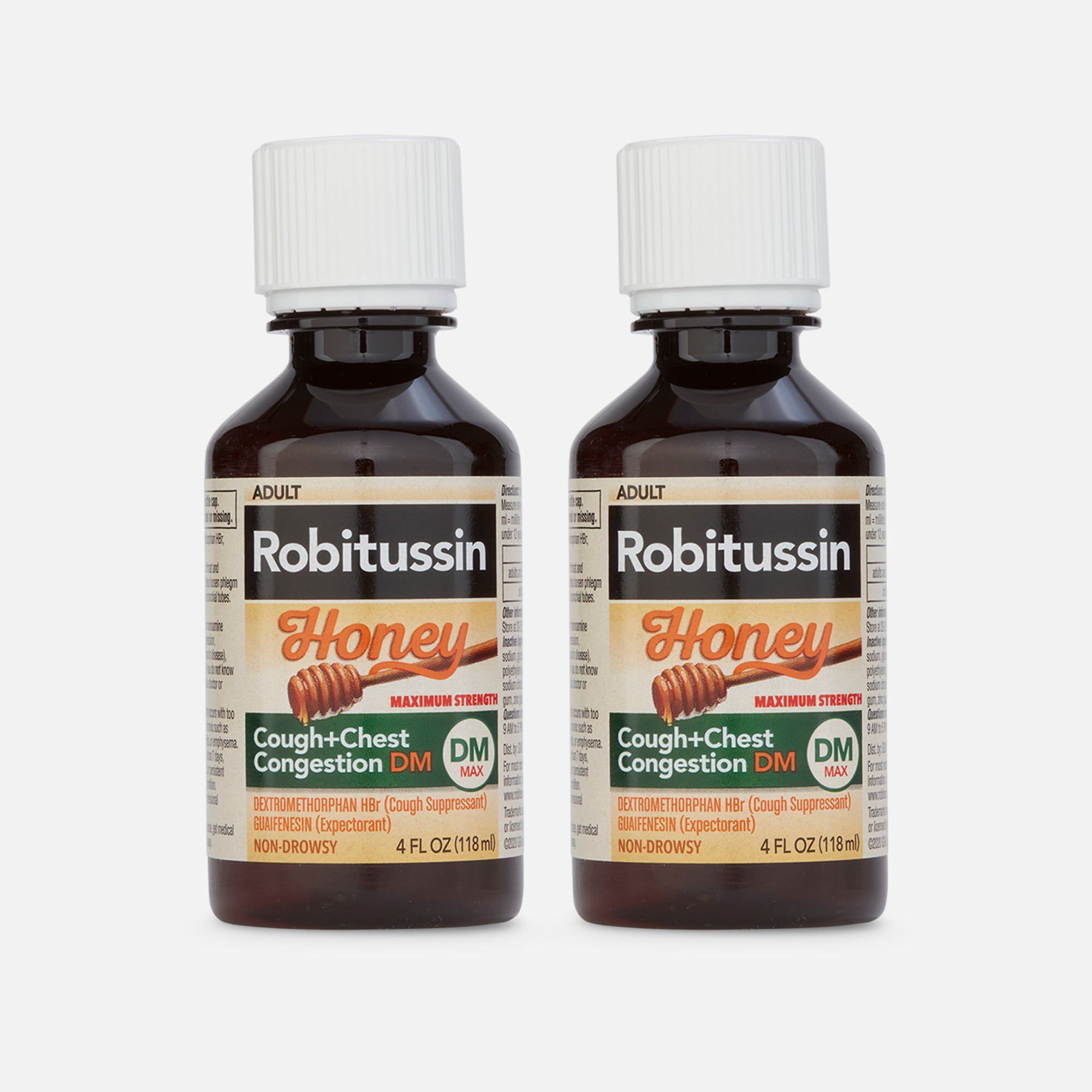 Robitussin Honey Maximum Strength Cough & Chest Congestion DM, 4 fl oz. (2-Pack), , large