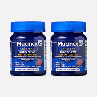 Mucinex Children's Mighty Chews Nighttime Cold & Flu, Mixed Berry, 16 ct. (2-Pack), , large