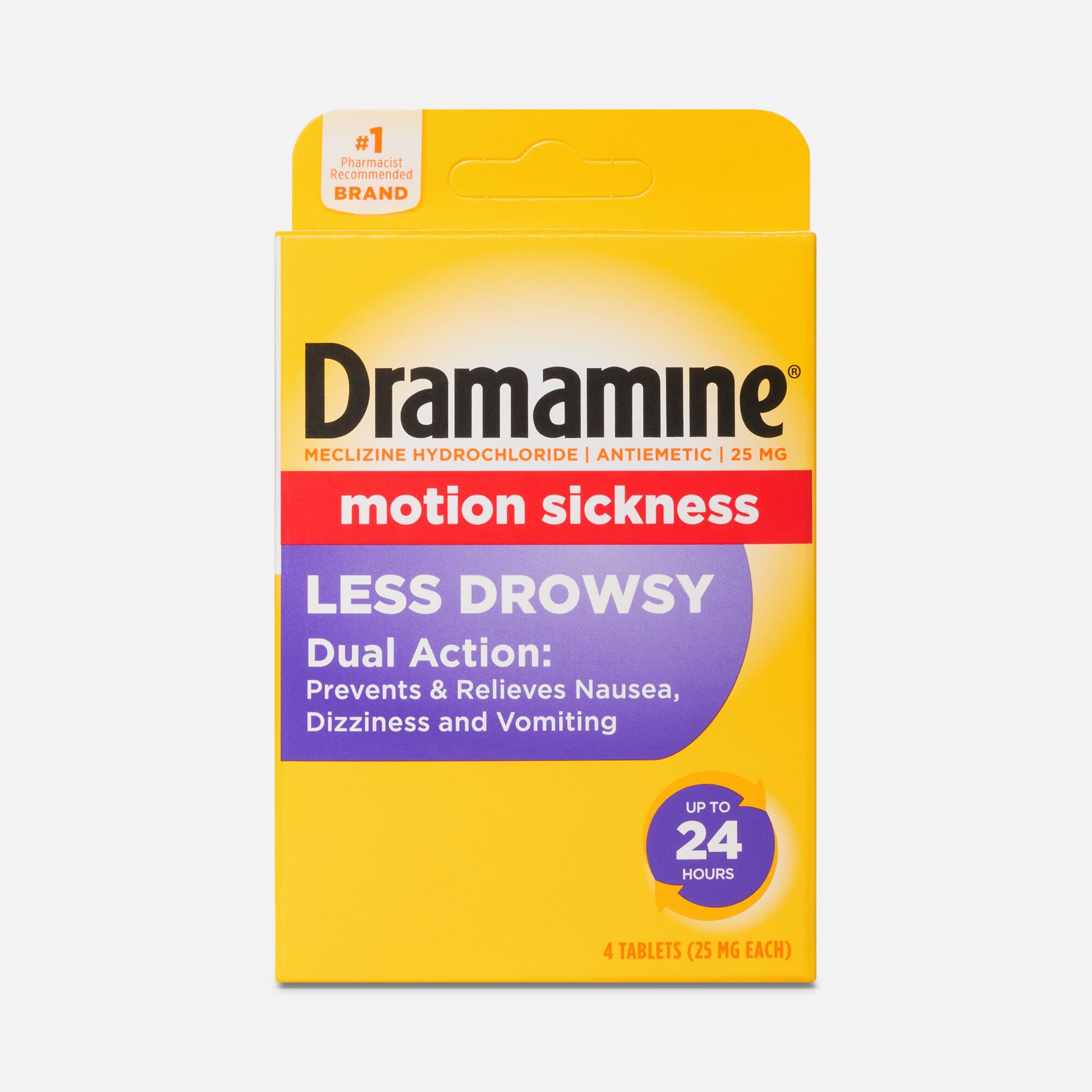 Dramamine® Less Drowsy Motion Sickness Tablets, Orange, 4 ct.