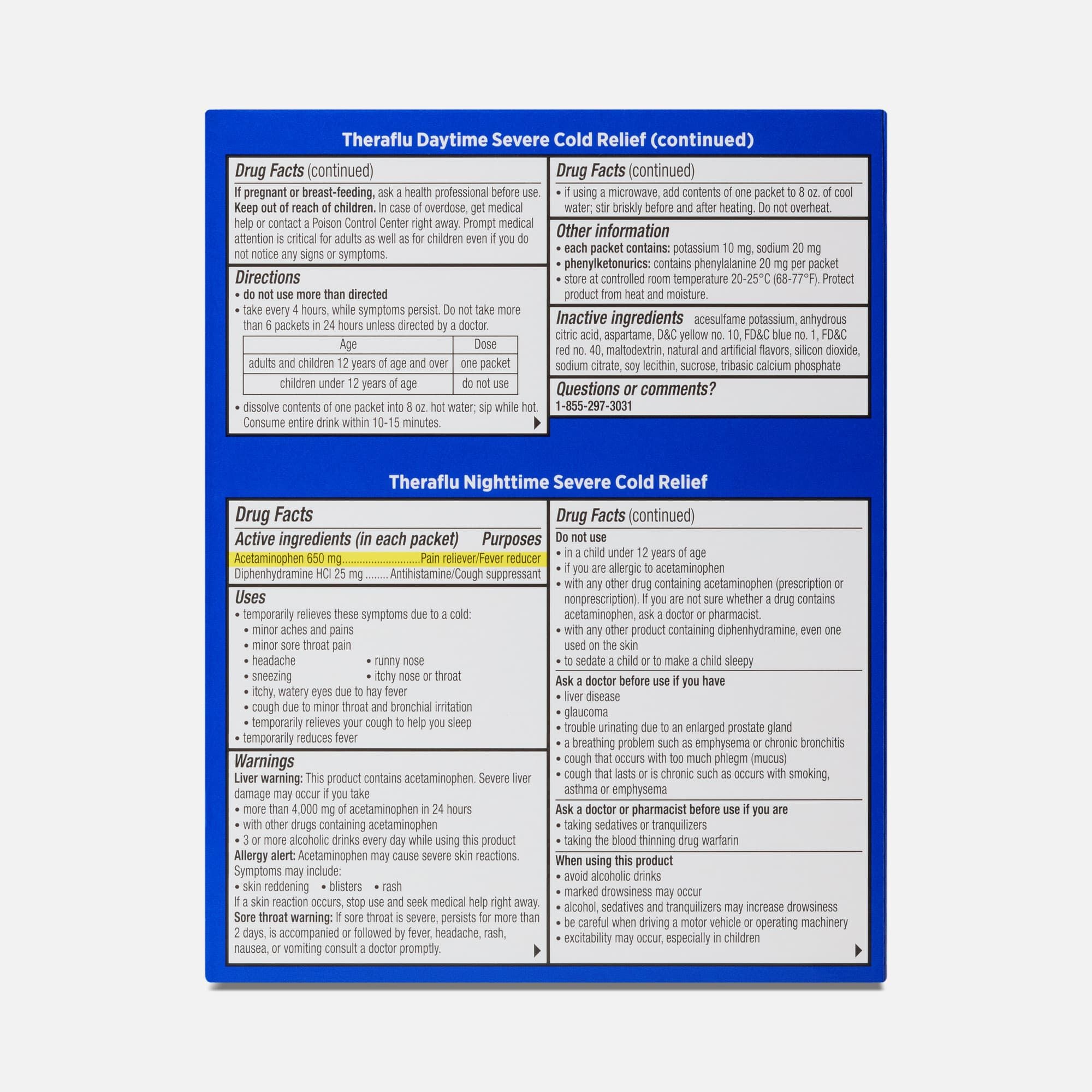 Theraflu Multi-Symptom Severe Cold Relief Day & Night Powder, Honey Lemon, 12 ct ., , large