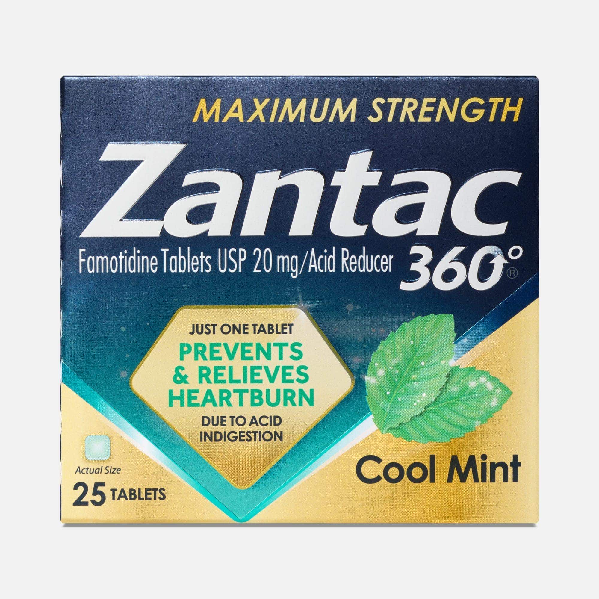 Zantac 360°® Maximum Strength Acid Reducer, 20 mg Tablets, Cool Mint, 25 ct., , large