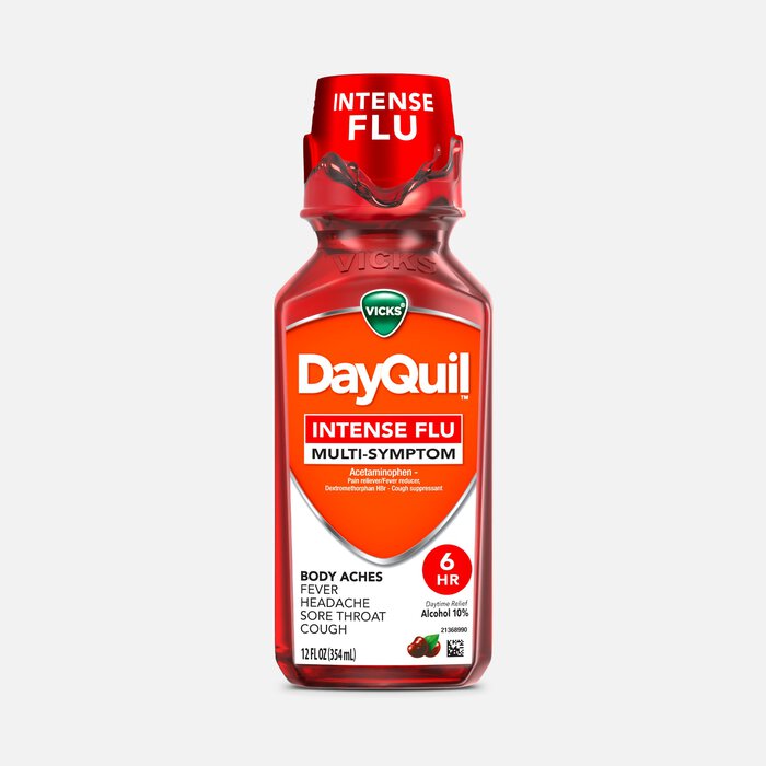 Vicks® DayQuil™ Intense Flu Liquid, Daytime Flu Medicine, Cherry, 12 fl oz., , large