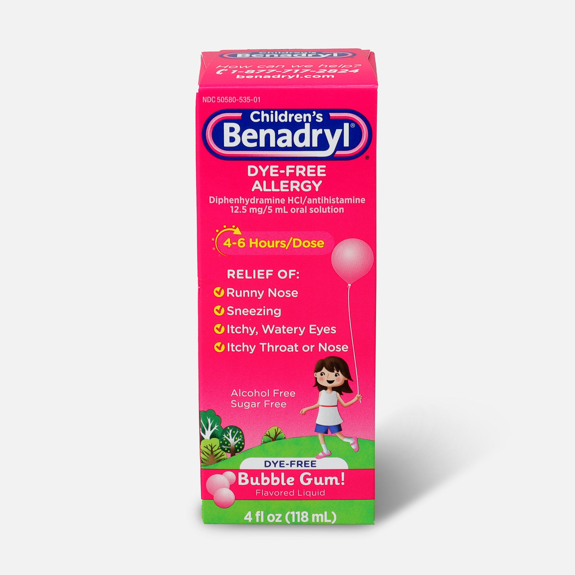 Children's Benadryl Oral Solution, Bubble Gum Flavored, 4 fl oz., , large