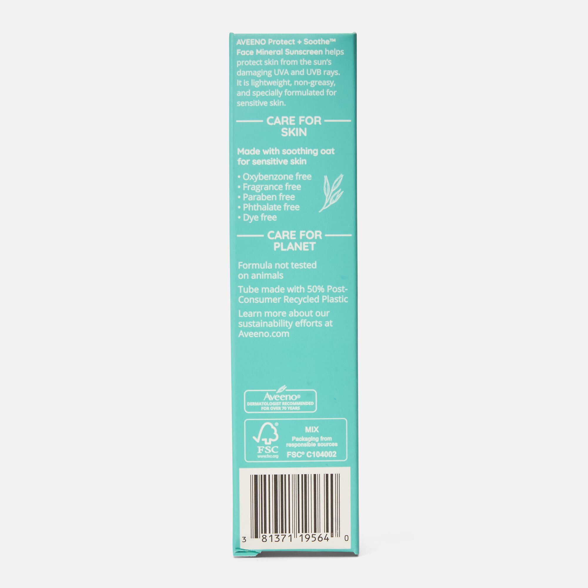 Aveeno Protect + Soothe Face Mineral Sunscreen SPF 30, 1.7 oz., , large
