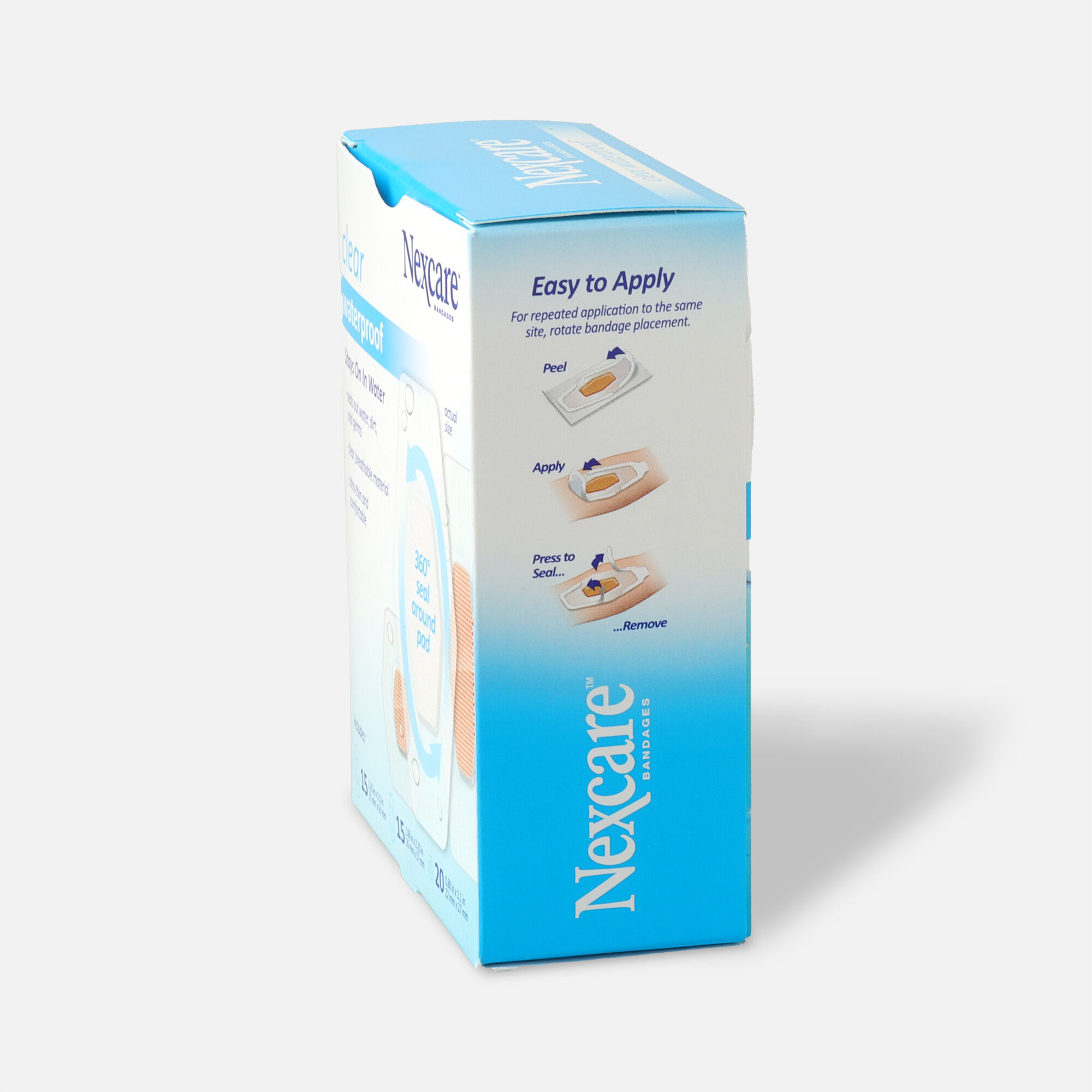 Nexcare Waterproof Clear Bandage, Assorted Sizes, , large