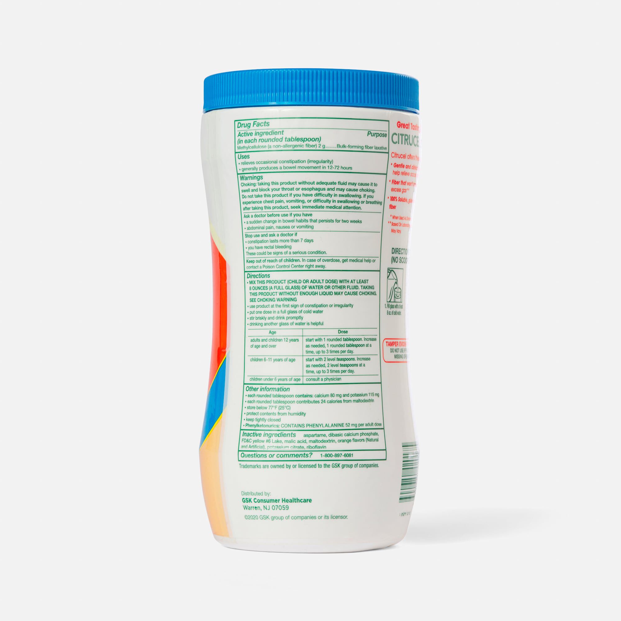 Citrucel Sugar Free Orange Flavor Methylcellulose, Fiber Therapy Powder for Regularity, 16.9 oz., , large