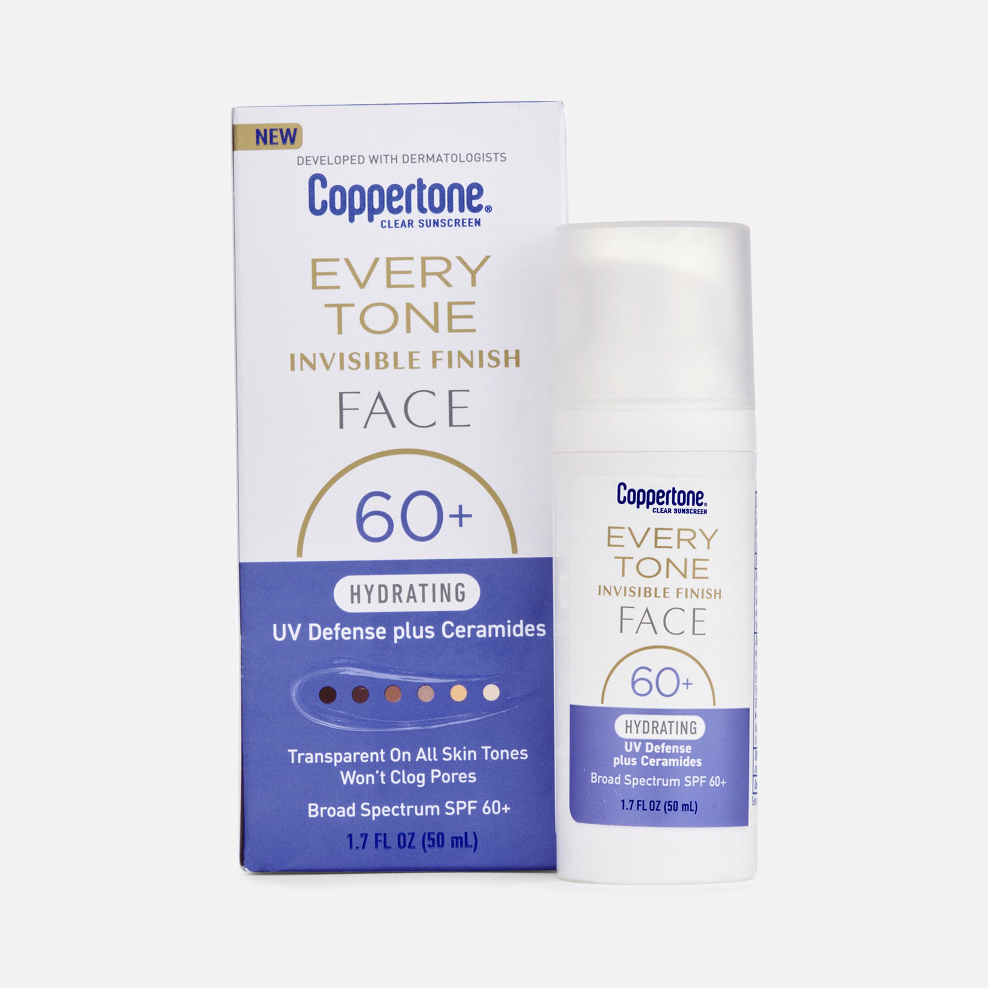 Coppertone Every Tone Invisible Finish Hydrating UV Defense Face Sunscreen, SPF 60+, 1.7 fl oz., , large