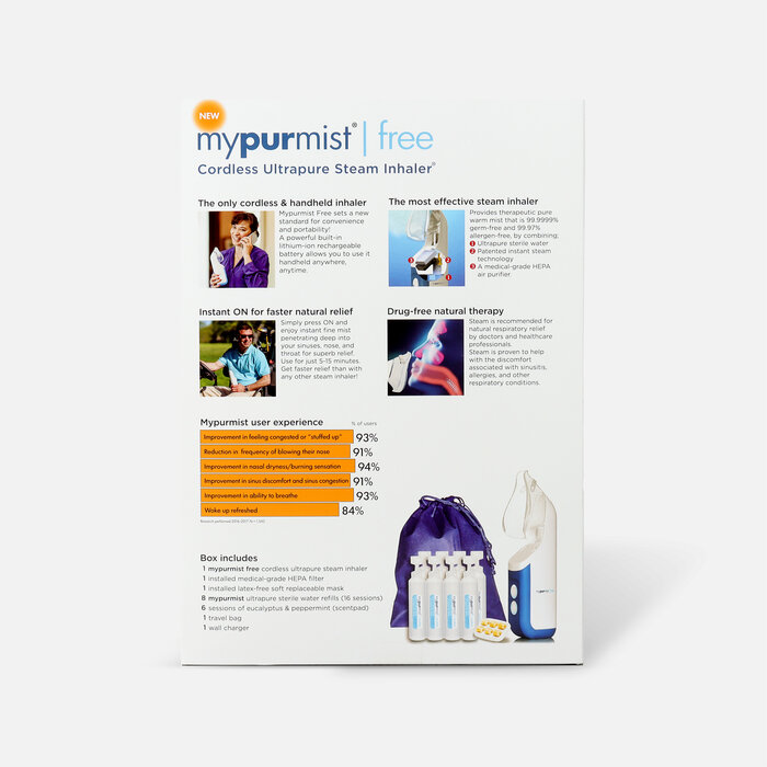 MyPurMist Free Cordless Ultrapure Steam Inhaler, , large
