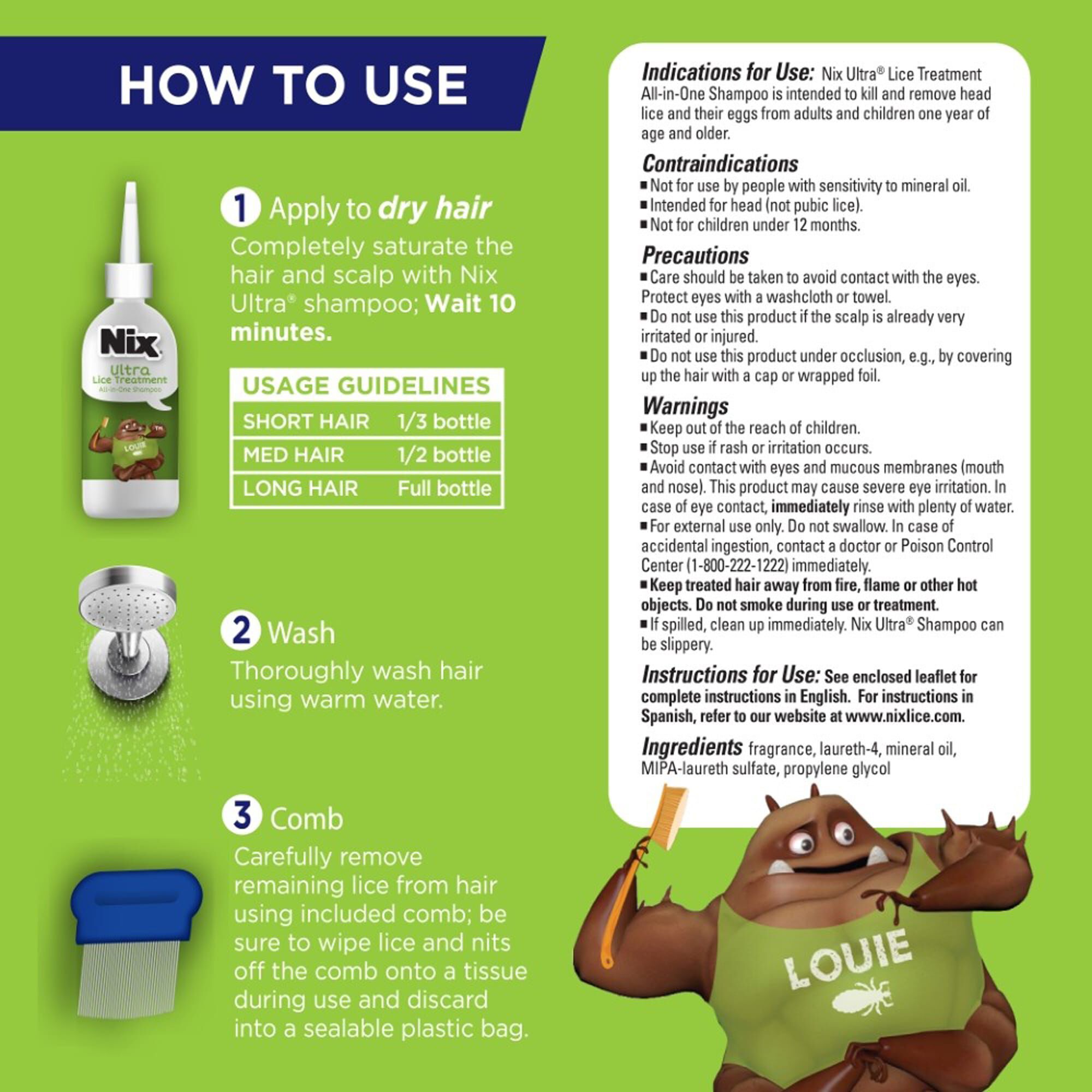 Nix® Ultra Lice Treatment All-In-One Shampoo, 4 fl oz., , large