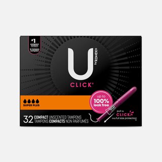 U by Kotex Click Compact Tampons, Super Plus Absorbency, 32 ct., , large
