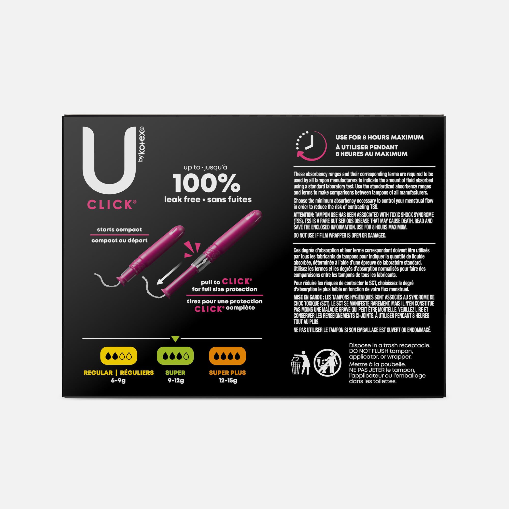 U by Kotex Click Compact Tampons, Super Absorbency, 32 ct., , large