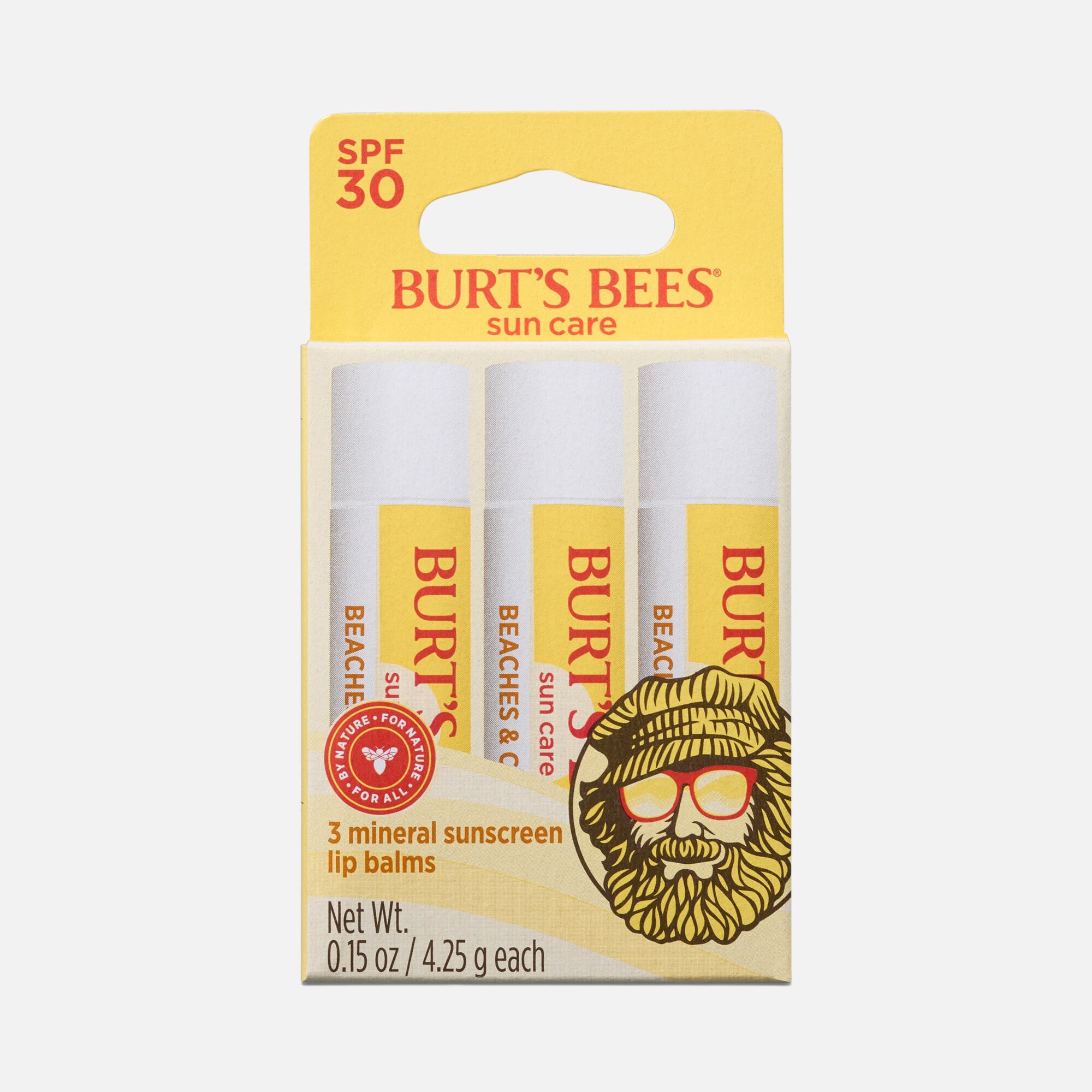Burt’s Bees Sun Care Beaches and Cream Lip Balm SPF 30, 3-Pack, 0.15 oz., , large