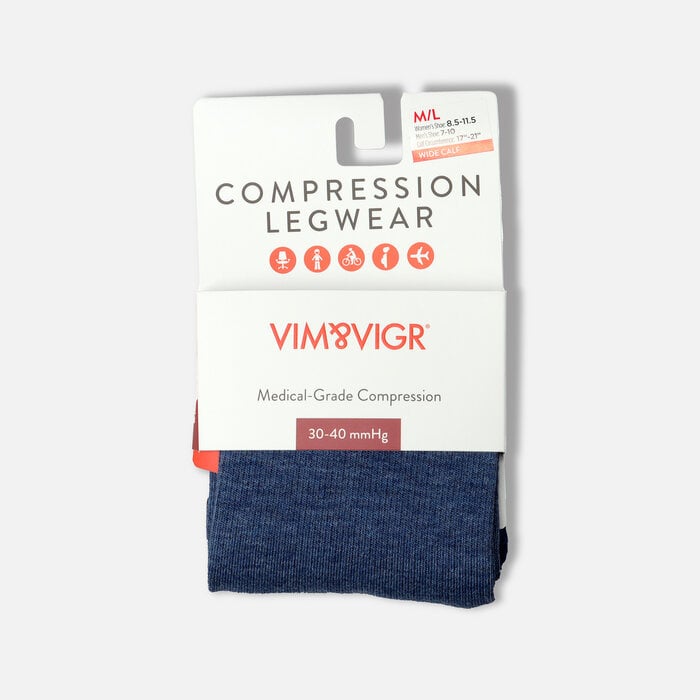VIM & VIGR Cotton Compression Socks, Heathered Collection Navy, 30-40 mmHg, , large