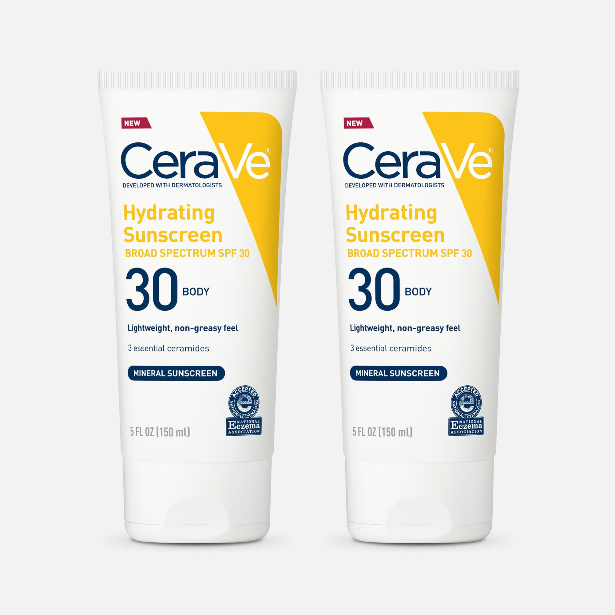 CeraVe Hydrating Sunscreen Body Lotion, SPF 30, 5 fl oz. (2-Pack), , large