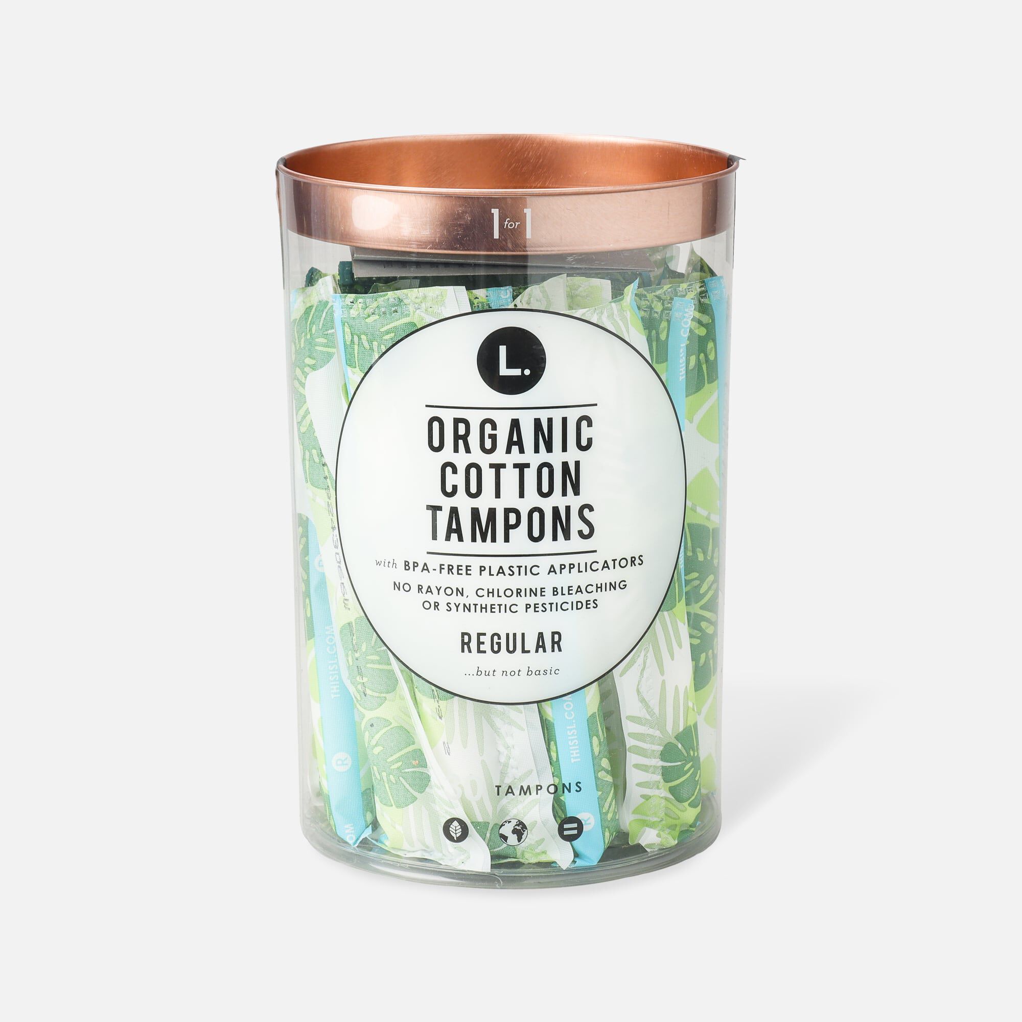 L. Organic Cotton Tampons with BPA-free Plastic Applicator, , large