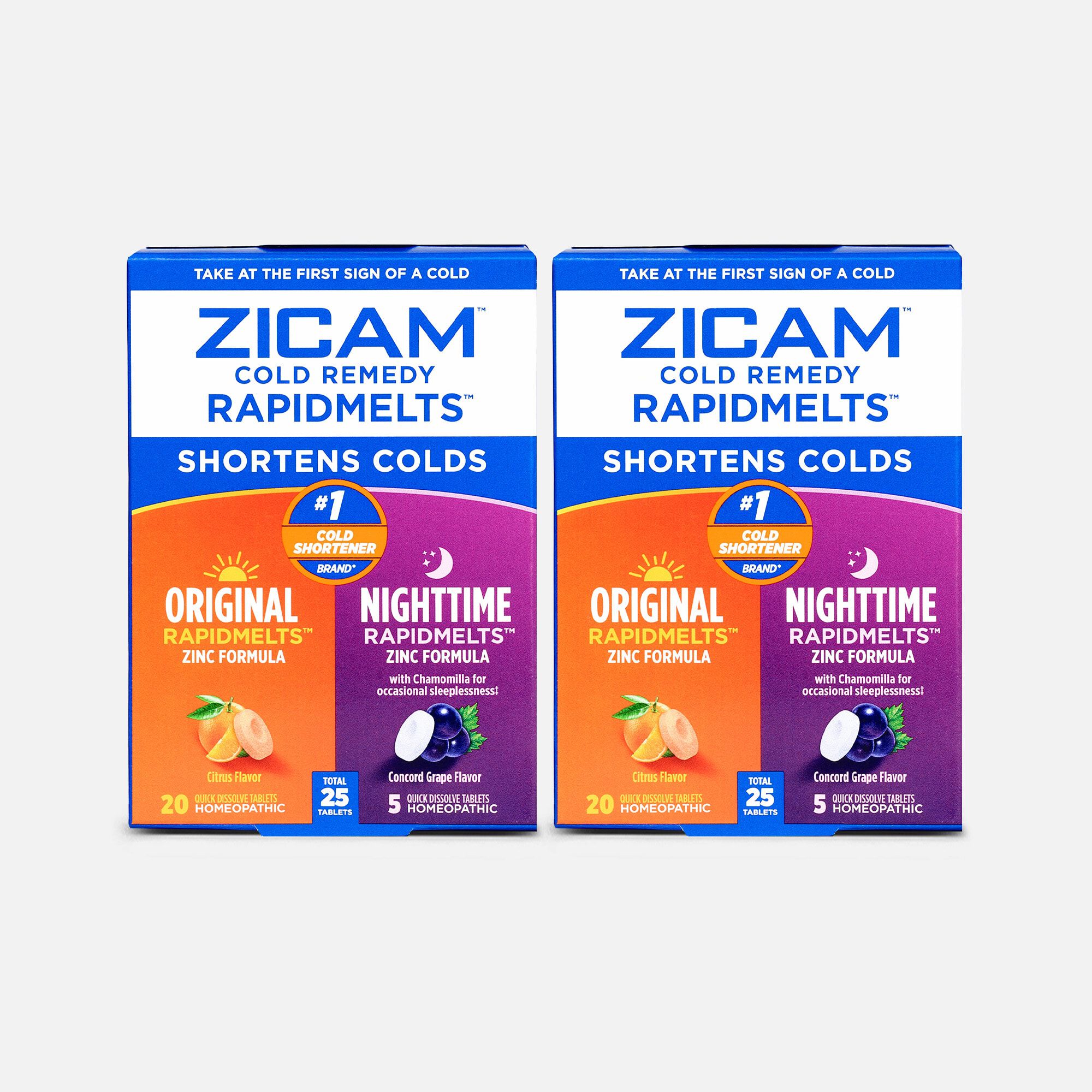 Zicam Cold Remedy Rapidmelts Original and Nighttime Combo Tablets,  25 ct. (2-Pack), , large