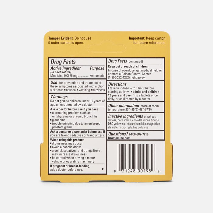 Dramamine Motion Sickness Relief Tablets, Less Drowsy Formula, 8 ct., , large