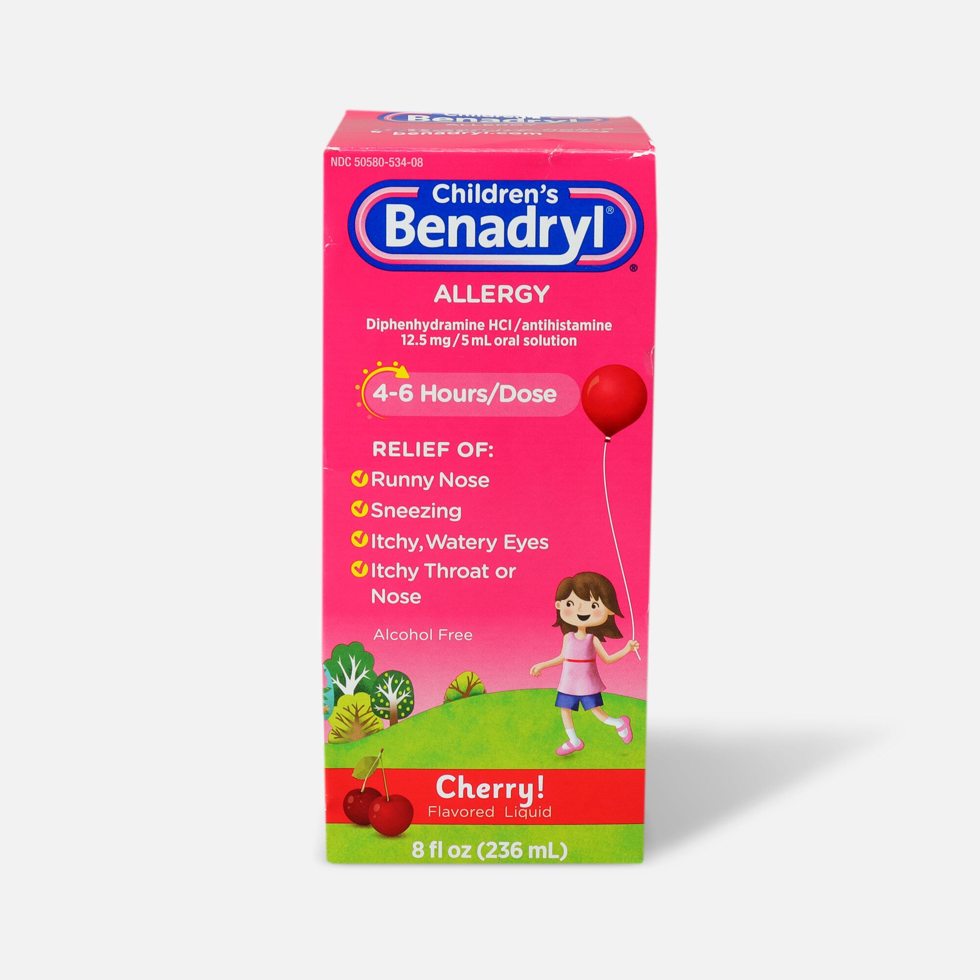 Children's Benadryl Oral Solution, Cherry Flavored, 8 fl oz., , large