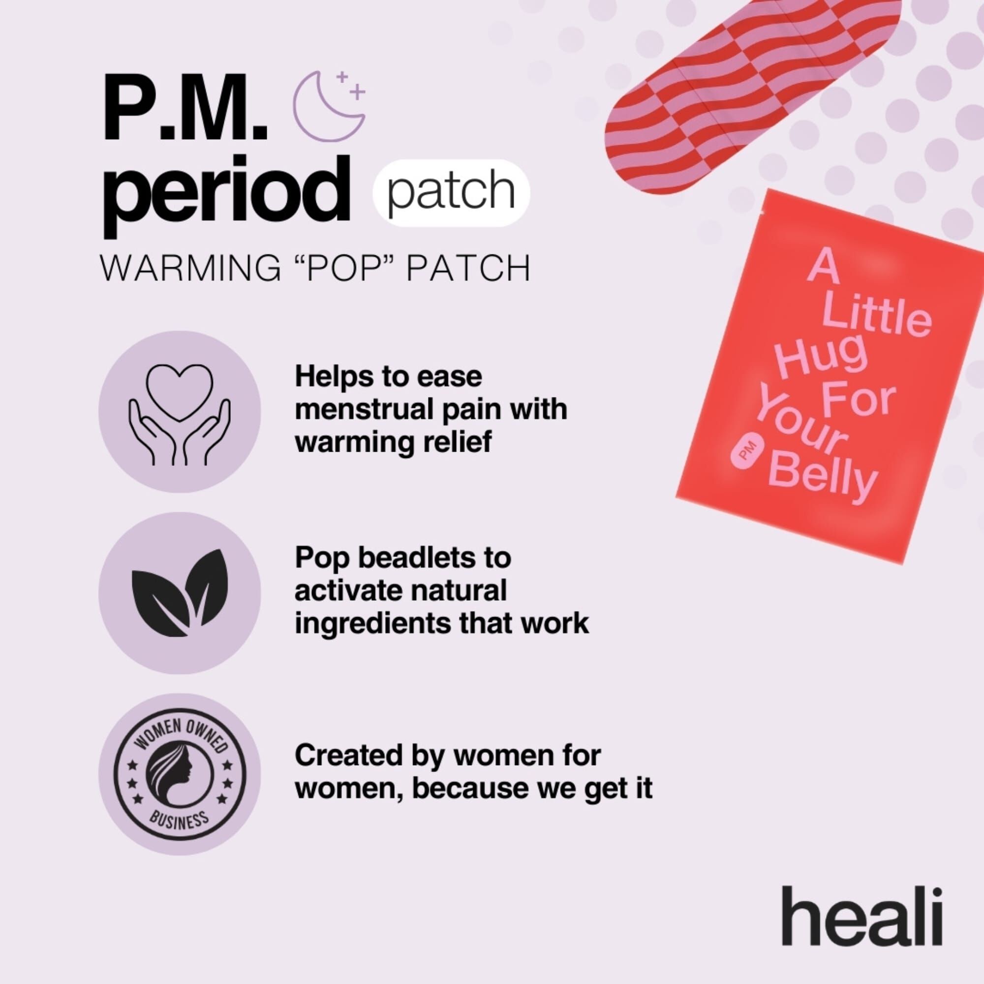 Heali Warming Period Pain Night Patch, 4 ct., , large