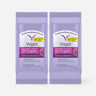 Vagisil Maximum Strength Medicated Anti-Itch Wipes, 20 ct. (2-Pack), , large