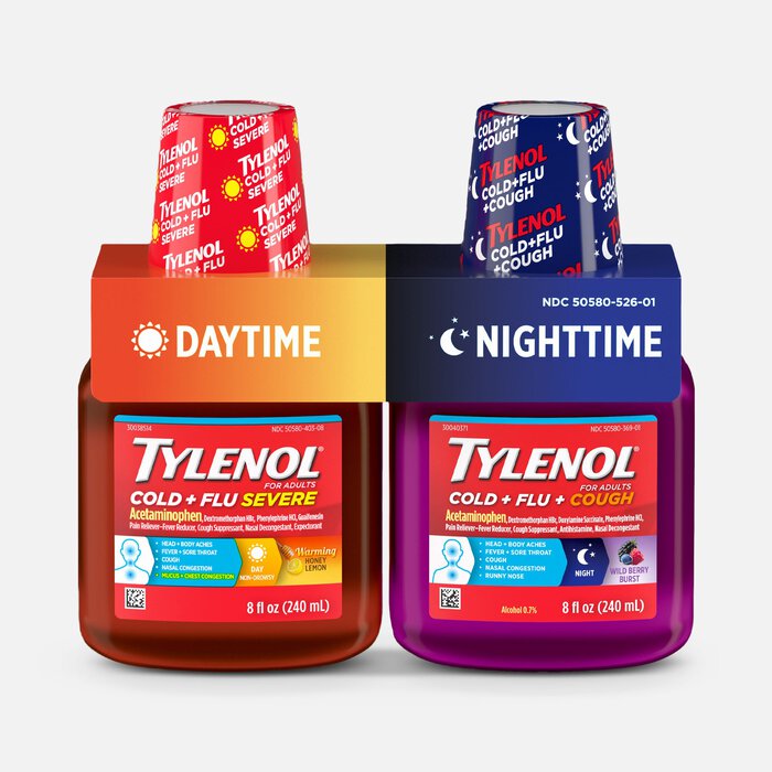 Tylenol® Extra Strength Cold + Flu Multi-Symptom Day & Night Liquid Combo Pack, , large
