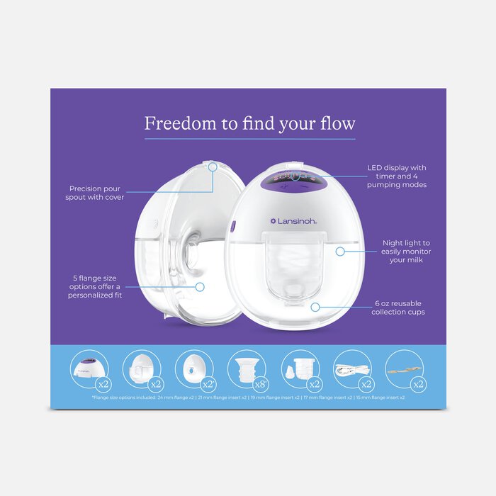 Lansinoh DiscreetDuo Flow Hands-free Wearable Electric Breast Pump, , large