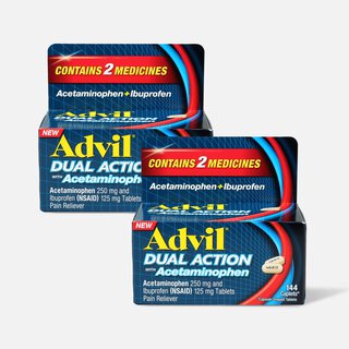 Advil Dual Action Coated Tablets, Acetaminophen + Ibuprofen, 144 ct. (2-Pack), , large