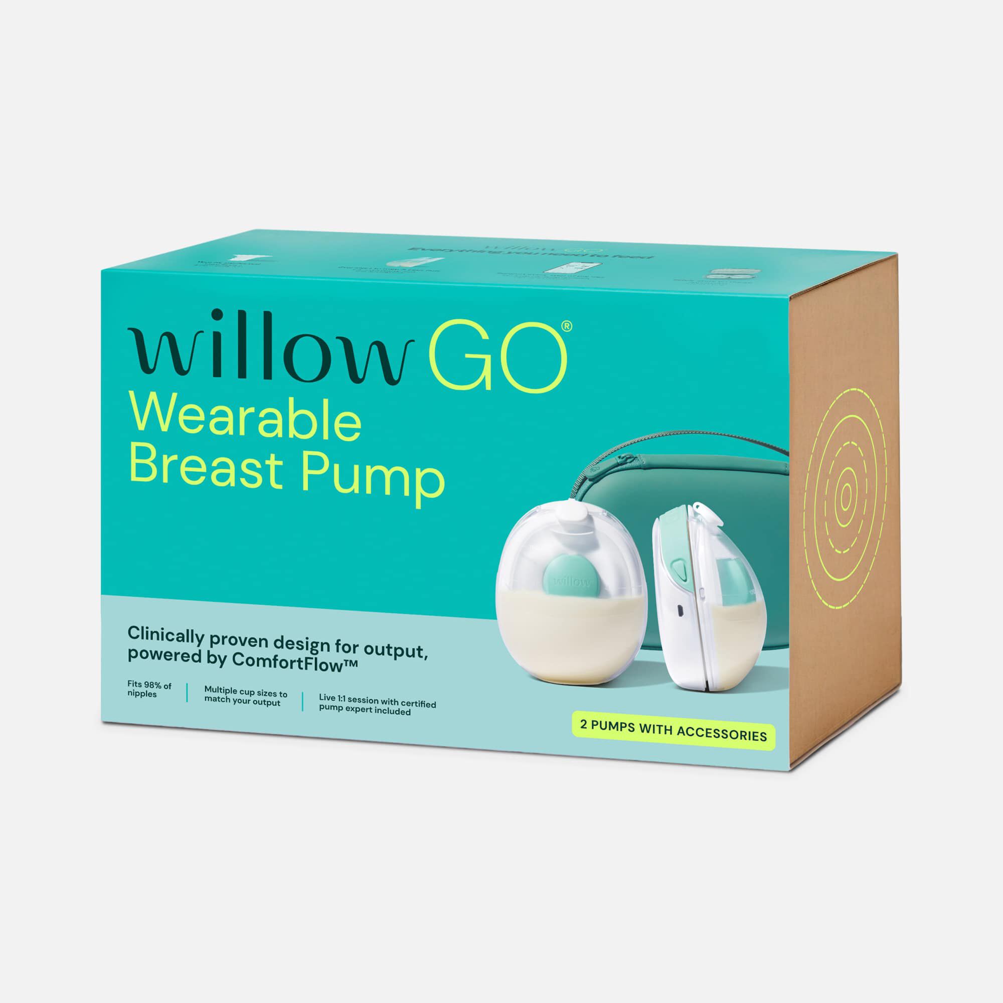 Willow Go® Wearable Breast Pump with Case, Sizing Inserts, and Milk Containers, , large