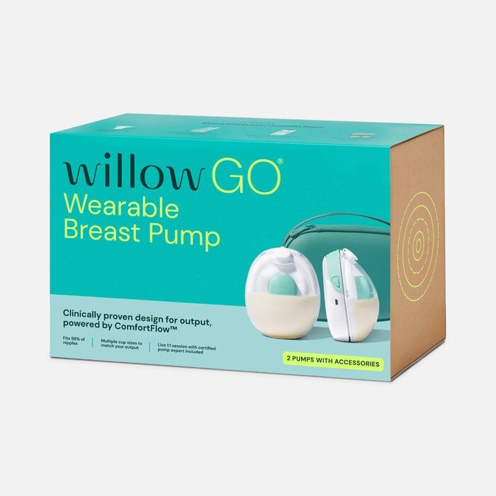 Willow Go® Wearable Breast Pump with Case, Sizing Inserts, and Milk Containers, , large
