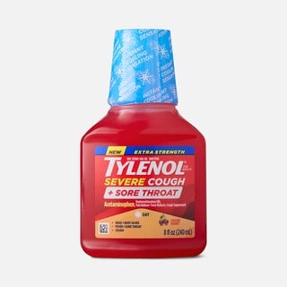 Tylenol Extra Strength Severe Cough + Sore Throat, Cherry, 8 fl oz., , large