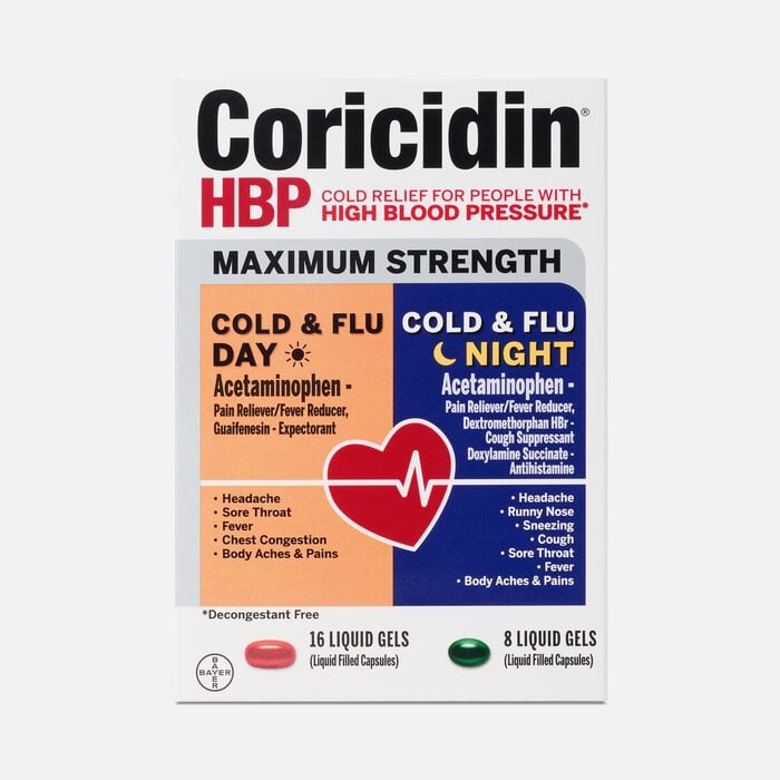 Coricidin® HBP Maximum Strength Cold & Flu Day + Night Liquid Gels, 24 ct., , large
