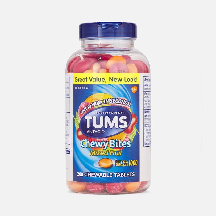 TUMS Chewy Bites Ultra Strength Antacid Chewable Tablets, Mixed Fruit, 200 ct., , large