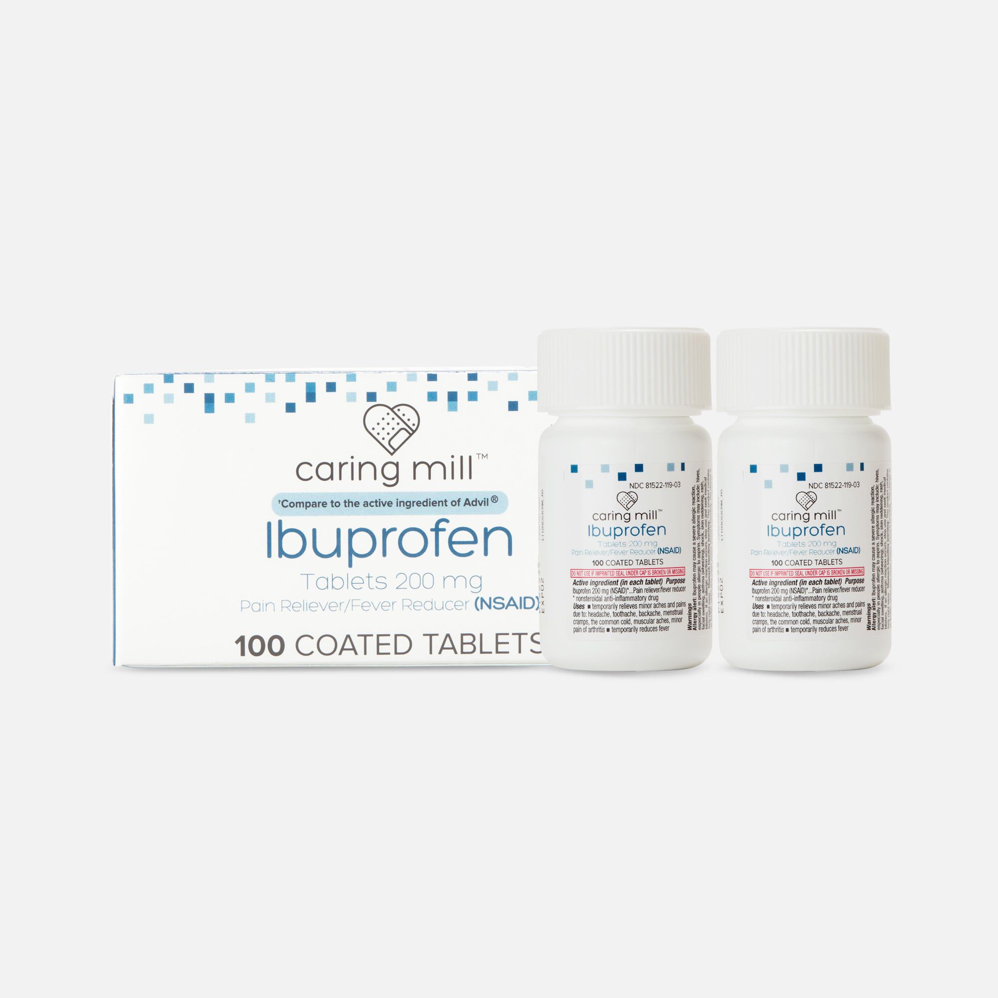 Caring Mill™ Ibuprofen Pain Reliever / Fever Reducer (NSAID) Brown Coated Tablets, 100 ct. (2-Pack), , large