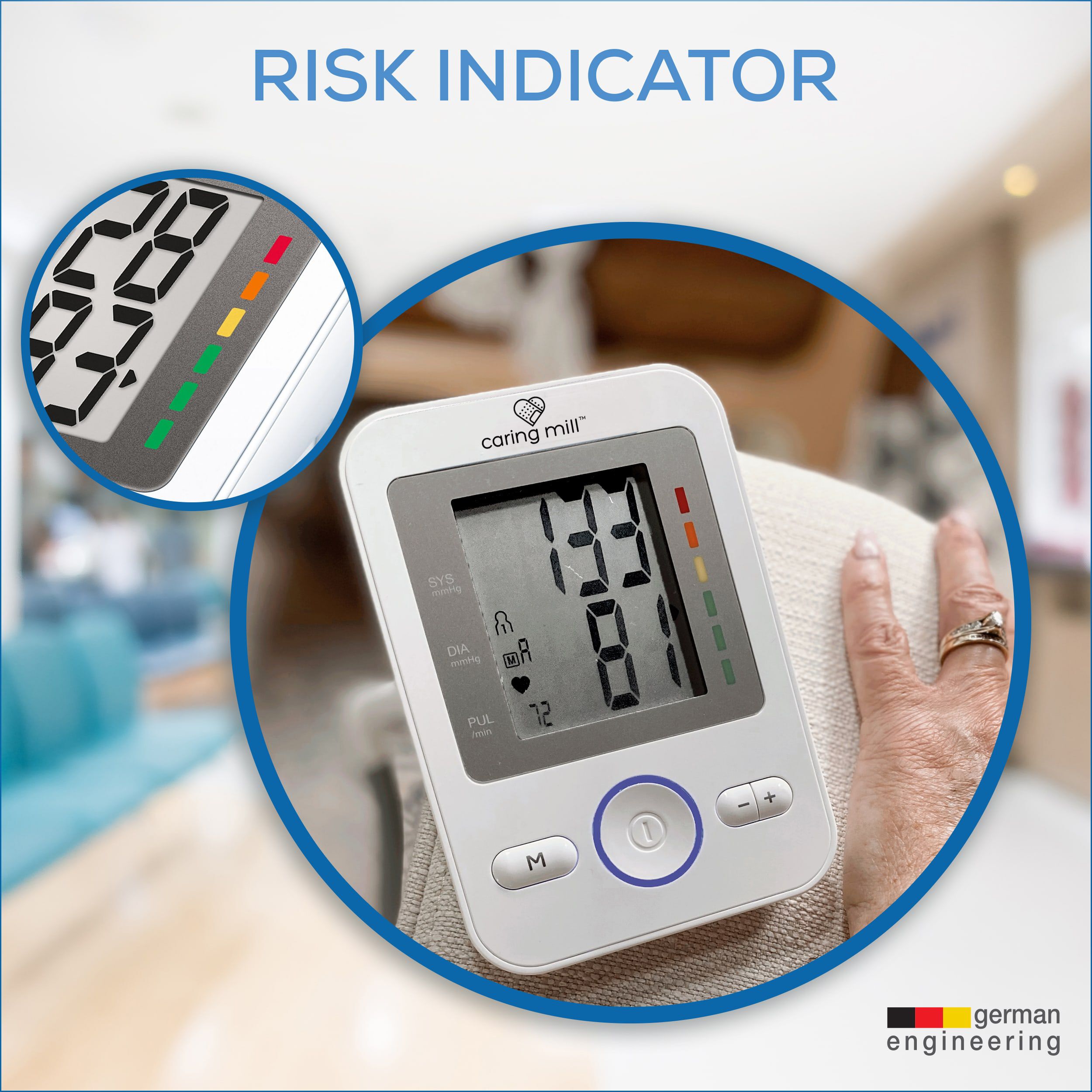 Caring Mill™ Upper Arm Digital Blood Pressure Monitor with Adjustable Cuff, , large