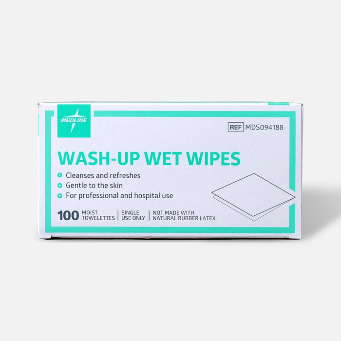 Medline® Industries Wash-up Wet Towelettes, 5" x 7", Box of 100, , large