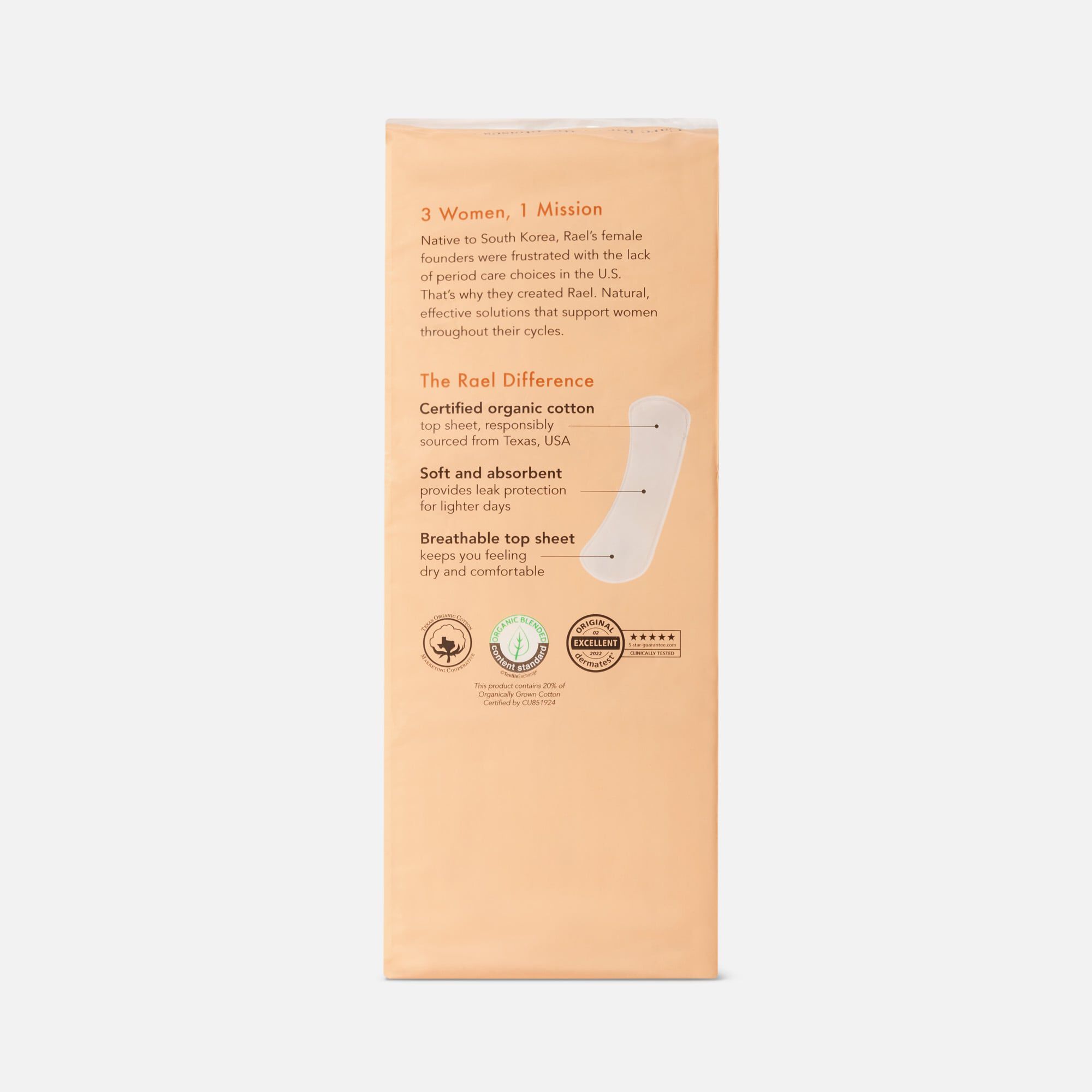 Rael Organic Cotton Cover Panty Liners, Regular, 60 ct., , large