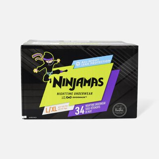 Ninjamas Nighttime Bedwetting Underwear, Boy, Size L/XL, 34 ct.