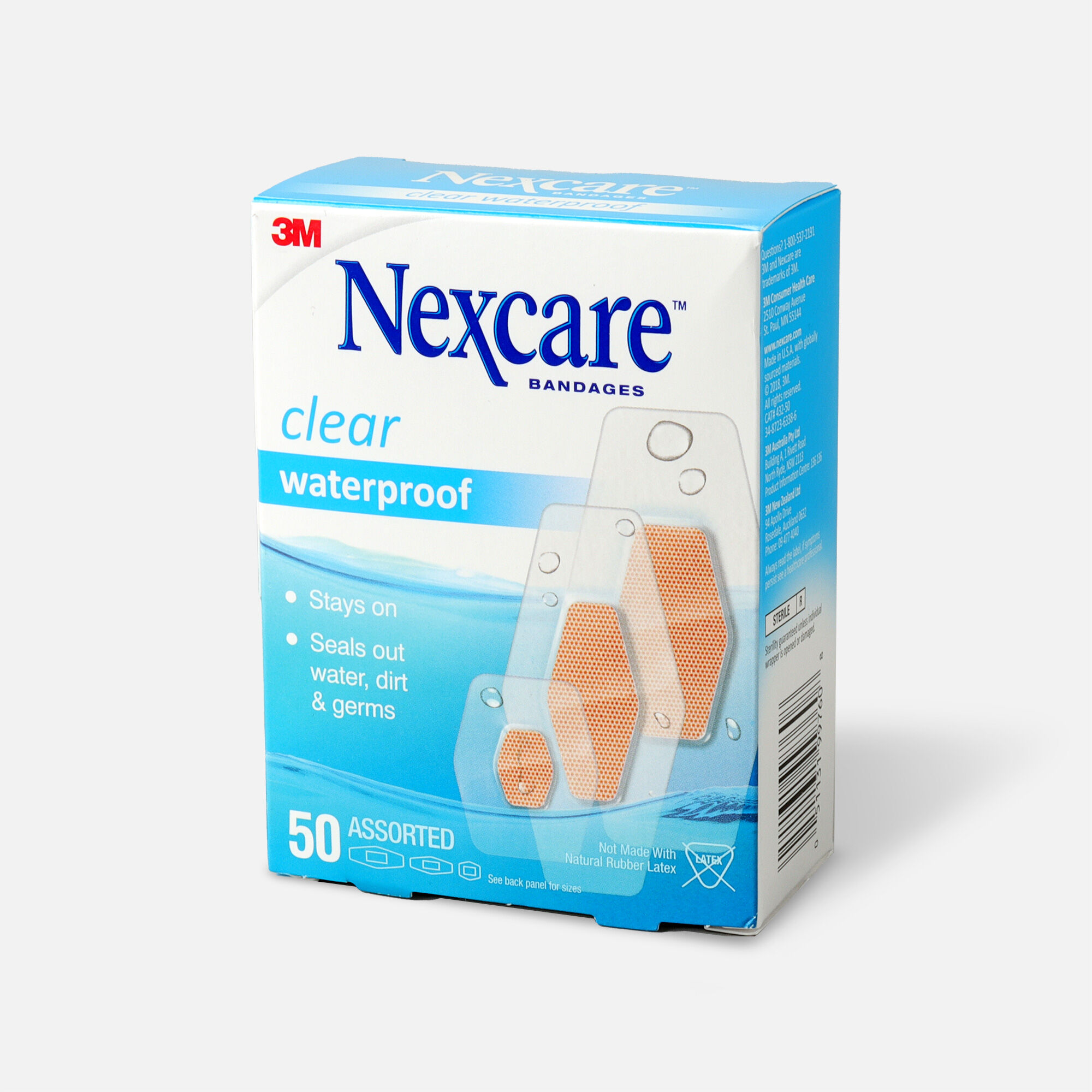 Nexcare Waterproof Clear Bandage, Assorted Sizes, , large