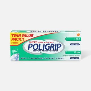 Super Poligrip Free Formula Zinc Free Denture Adhesive Cream - Twin Pack, , large